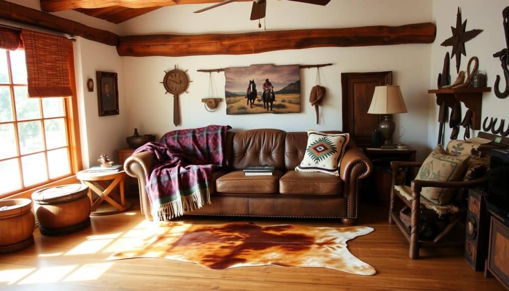 Western Rustic Textiles and Cowhide Decor