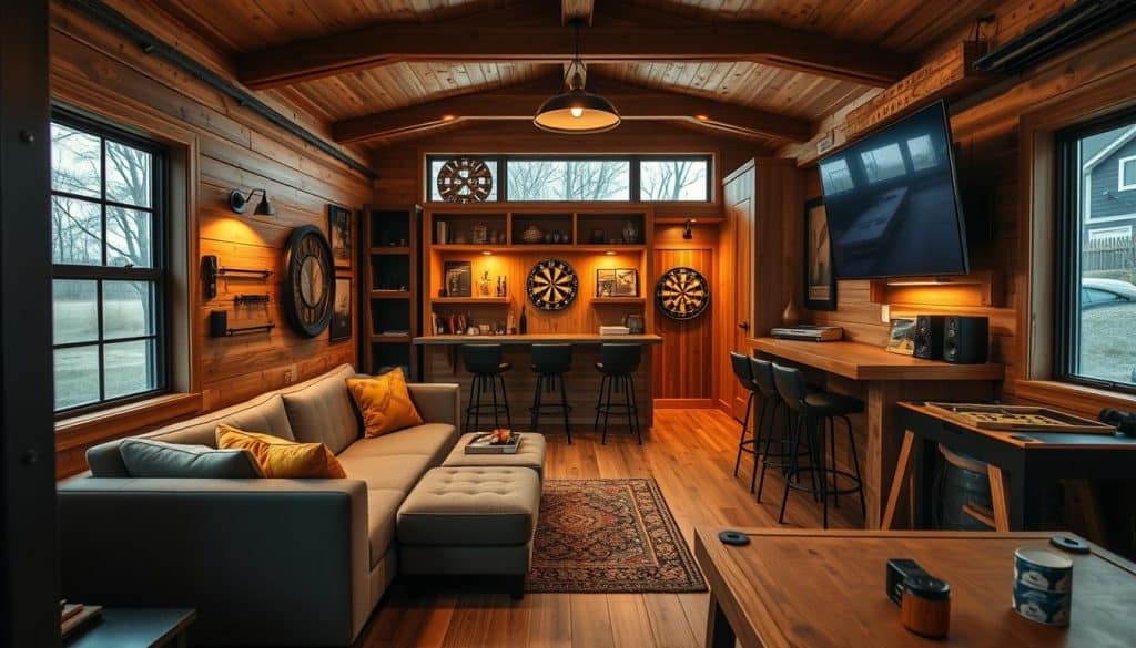 modern man cave layout